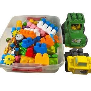 Mega Blok Lot Big Blocks Large Toddler-Friendly Building Toys Cars People Truck